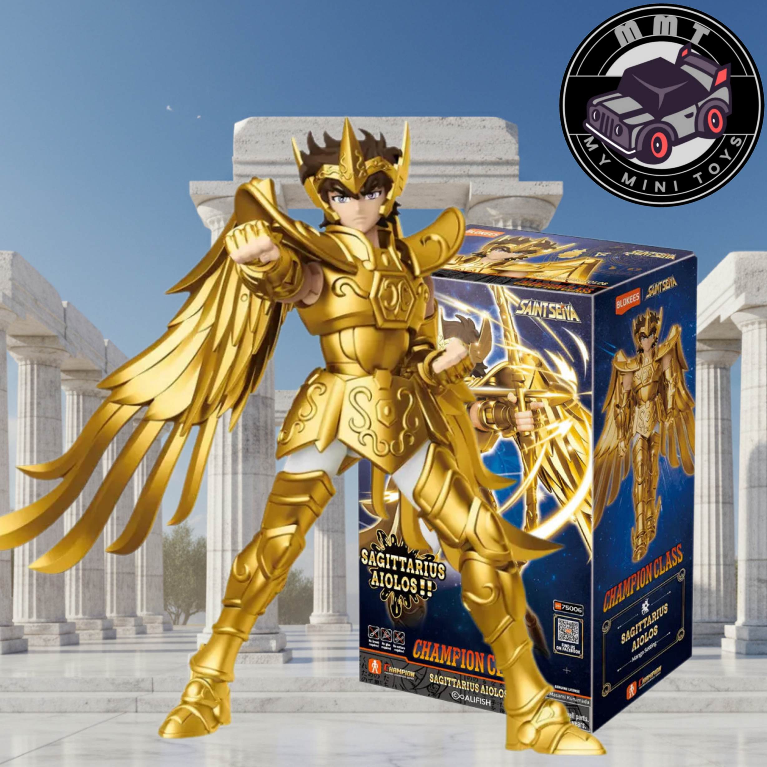 Saint Seiya Sagittarius Aiolos Gold Saint Champion Class Blokees figure with packaging