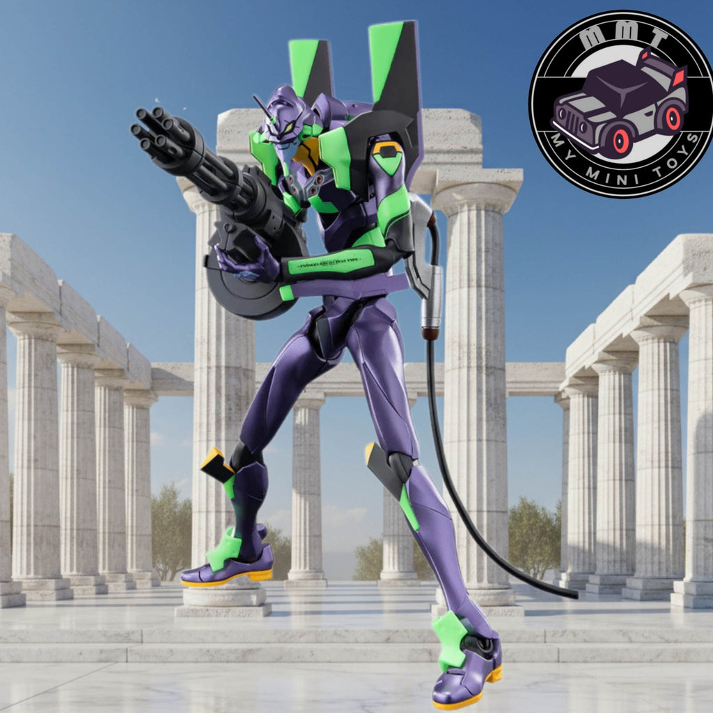 Evangelion eva-01 with cable and gatling gun