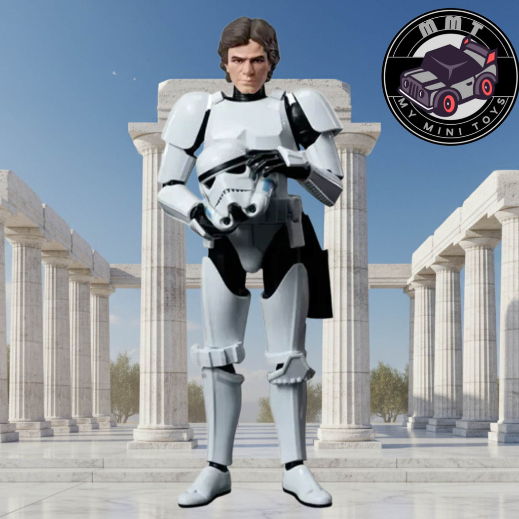 Star Wars Han Solo in Stormtrooper armor Champion Class figure front view with helmet