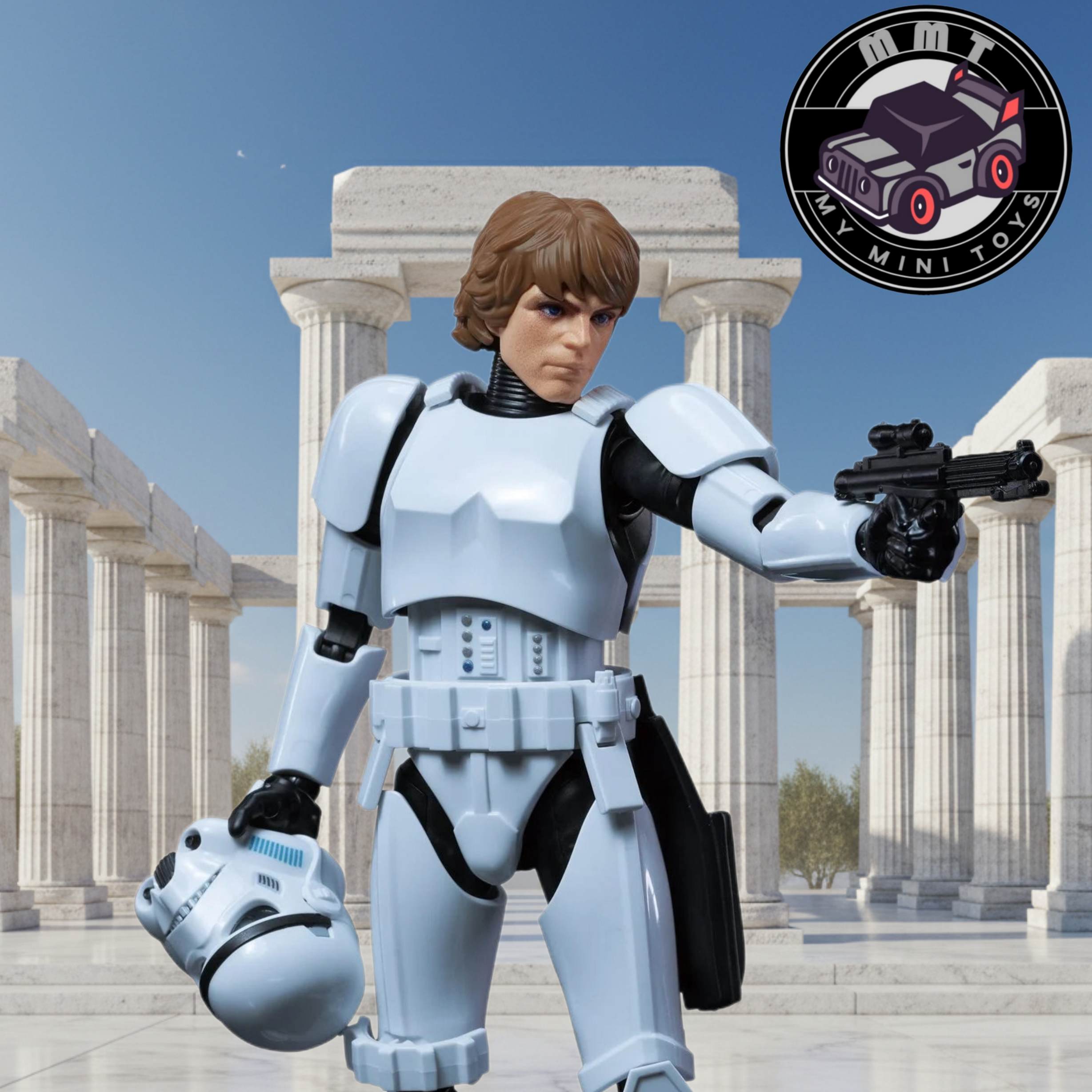 tar Wars Luke Skywalker in Stormtrooper armor Champion Class figure front view